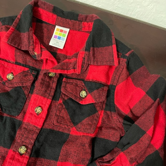 Toddler Boy Holiday Buffalo Long Sleeve Button Down Fleece Christmas Shirt - Picture 2 of 3